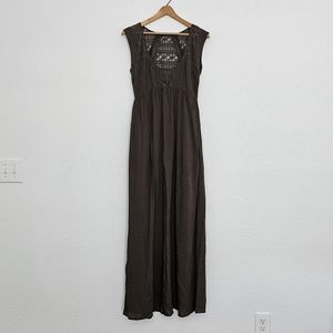 Tobi Green Maxi Dress with Lace inserts Size Medium